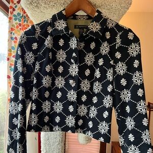 INC Black and White Floral Women's Jacket, Petite Small